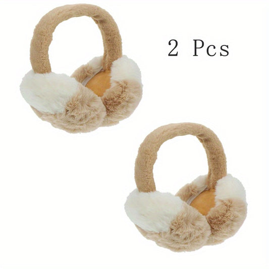 2pcs Plush Fluffy Earmuffs Winter Accessories Winter Earmuffs Ski Accessories Winter Outdoor Earmuffs